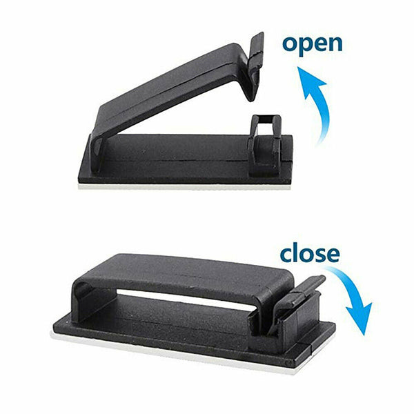 10-30x Adhesive Cord Management Cable Clips Black Wire Holder Organizer Clamp AU