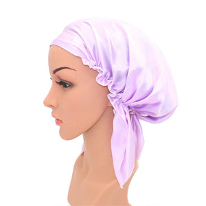 Pure Mulberry Silk Adjustable Night Cap Soft Sleeping Cap Hair Care Wrap Bonnet