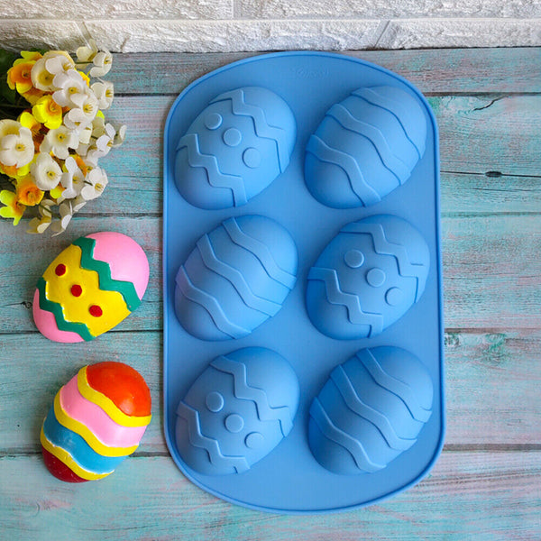 6 Cavity Silicone Eggs Shaped Mould 3D Easter Chocolate Baking Dessert Cake Mold