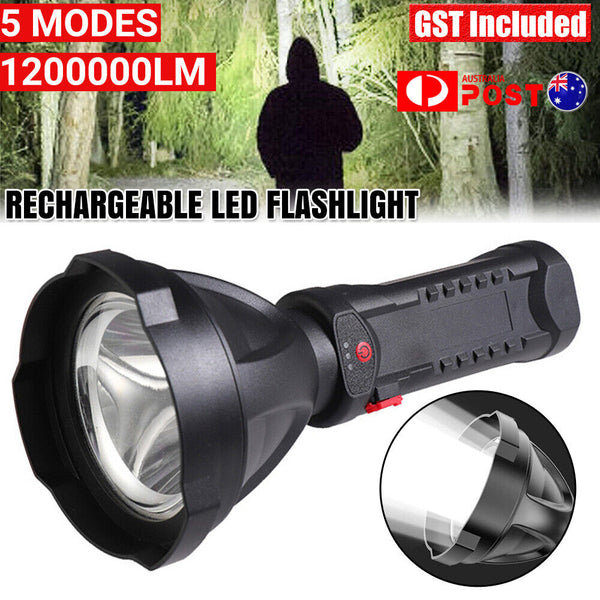 1200000lm LED Flashlight USB Rechargeable Super Bright Torch Lamp Light