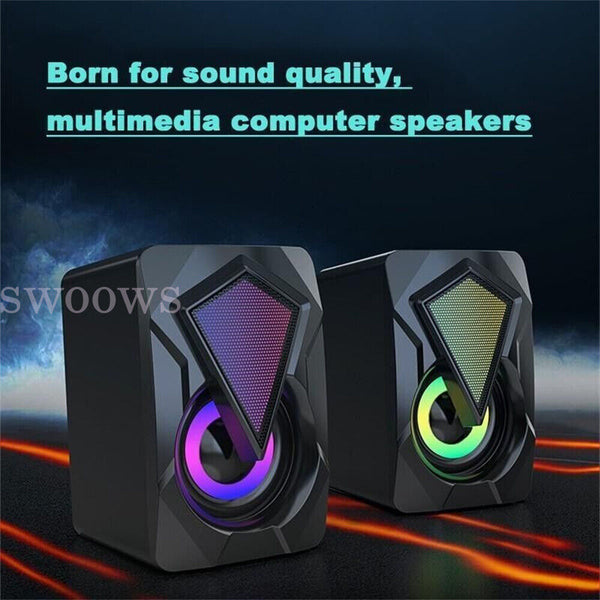 LED Light Stereo USB Wired Powered Multimedia Speaker for PC/Laptops/ Phone