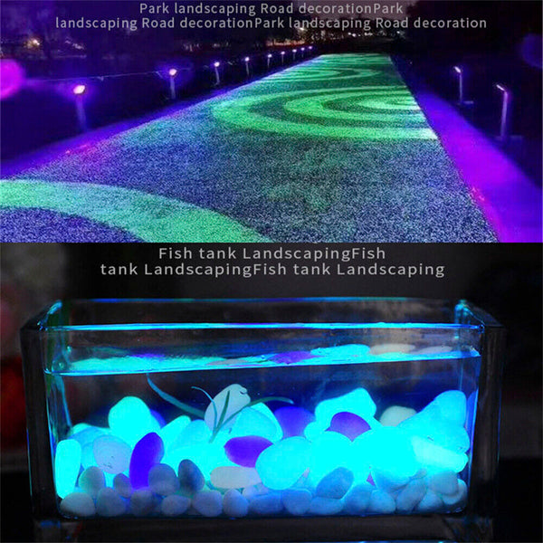 100X White Glow in the Dark Pebbles Stone Rock Fish Tank Stones Garden Road Deco