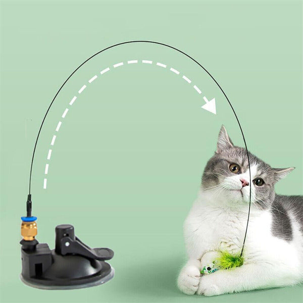 Cat Play Toy Simulation Birds Teaser Wand Interactive Stick with Suction Cup