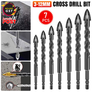 7Pcs Masonry Drill Bit Set,Concrete Drill Bits Set for Tile,Brick,Glass,Plastic