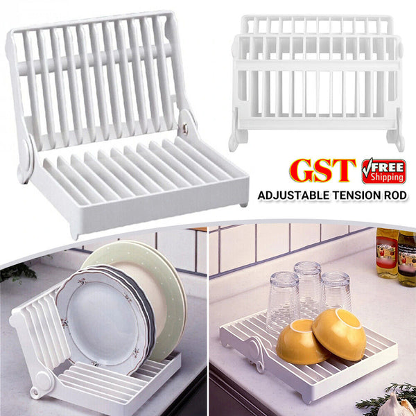 Folding Dish Plate Drying Rack Holder Drainer Kitchen Storage Organizer Stand AU