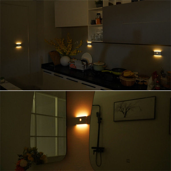 Smart LED Night Light Motion Sensor Closet Cabinet Bedside Lamp USB Rechargeable