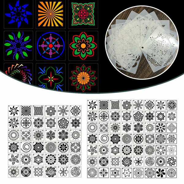 16/56x Mandala Painting Stencils Drawing Dot Templates For Floor Wall Decors