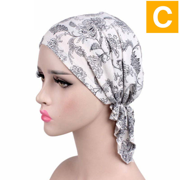 Women's Floral Chemo Cap Cancer Hat Muslim Hair Scarf Turban Hijab Head Wrap NEW