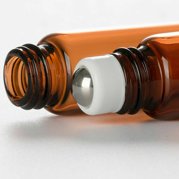 UP200 Roller Bottles Amber Thick Glass Steel Roll on Ball for Essential Oil 10ml