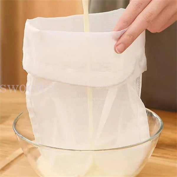 Micron Reusable Nylon 160/200 Mesh Food Strainer Filter Bag for Juice Coffee Tea