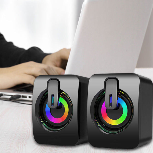 Surround Sound System LED Speakers Gaming Bass USB Wired for Desktop Computer PC