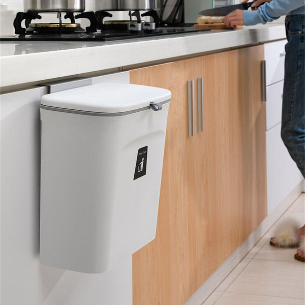 Waste Rubbish Bin 9L Kitchen Sink Benchtop Side Cabinet Door Hanging Slide Lid