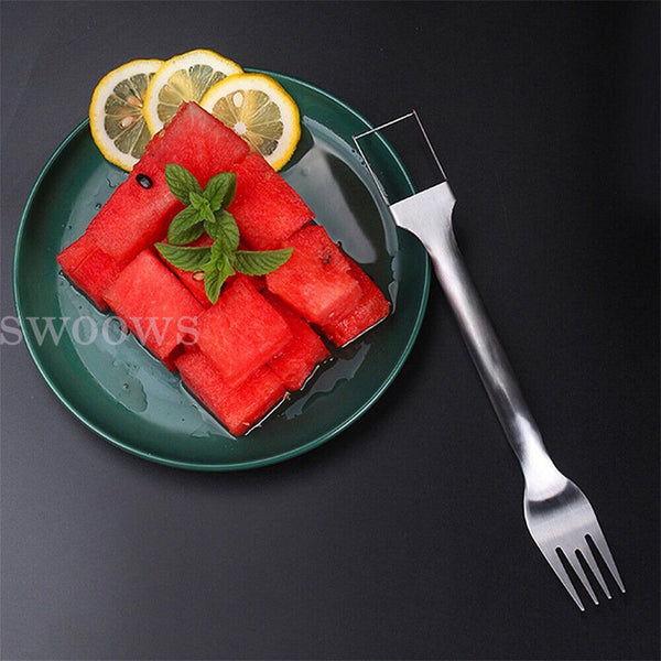 Watermelon Slicer Cutter, 2-in-1 Fork Stainless Steel Fruit Cutting Artifact