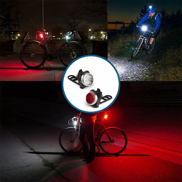 Rechargeable Bike Light Set LED Bicycle Lights Waterproof Headlight Front Rear