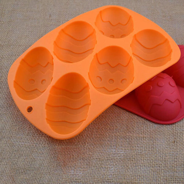 6 Cavity Silicone Eggs Shaped Mould 3D Easter Chocolate Baking Dessert Cake Mold