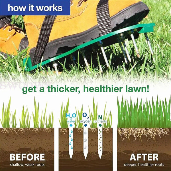 1 Pair Garden Lawn Aerator Spike Spiked Shoes Triple Bulk Stramps Seeding Farm