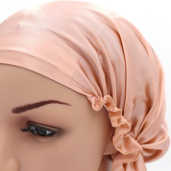 Pure Mulberry Silk Adjustable Night Cap Soft Sleeping Cap Hair Care Wrap Bonnet