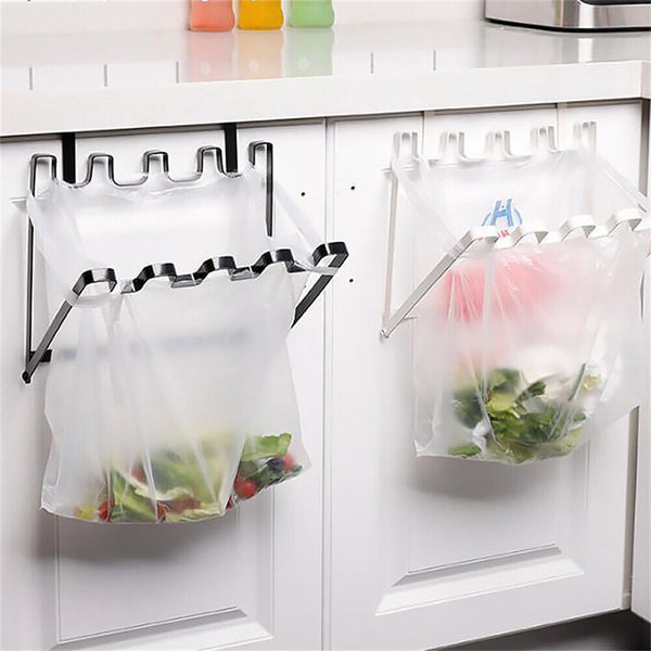 Foldable Iron Garbage Bag Hanging Rack Kitchen Rubbish Holder Cupboard Storage