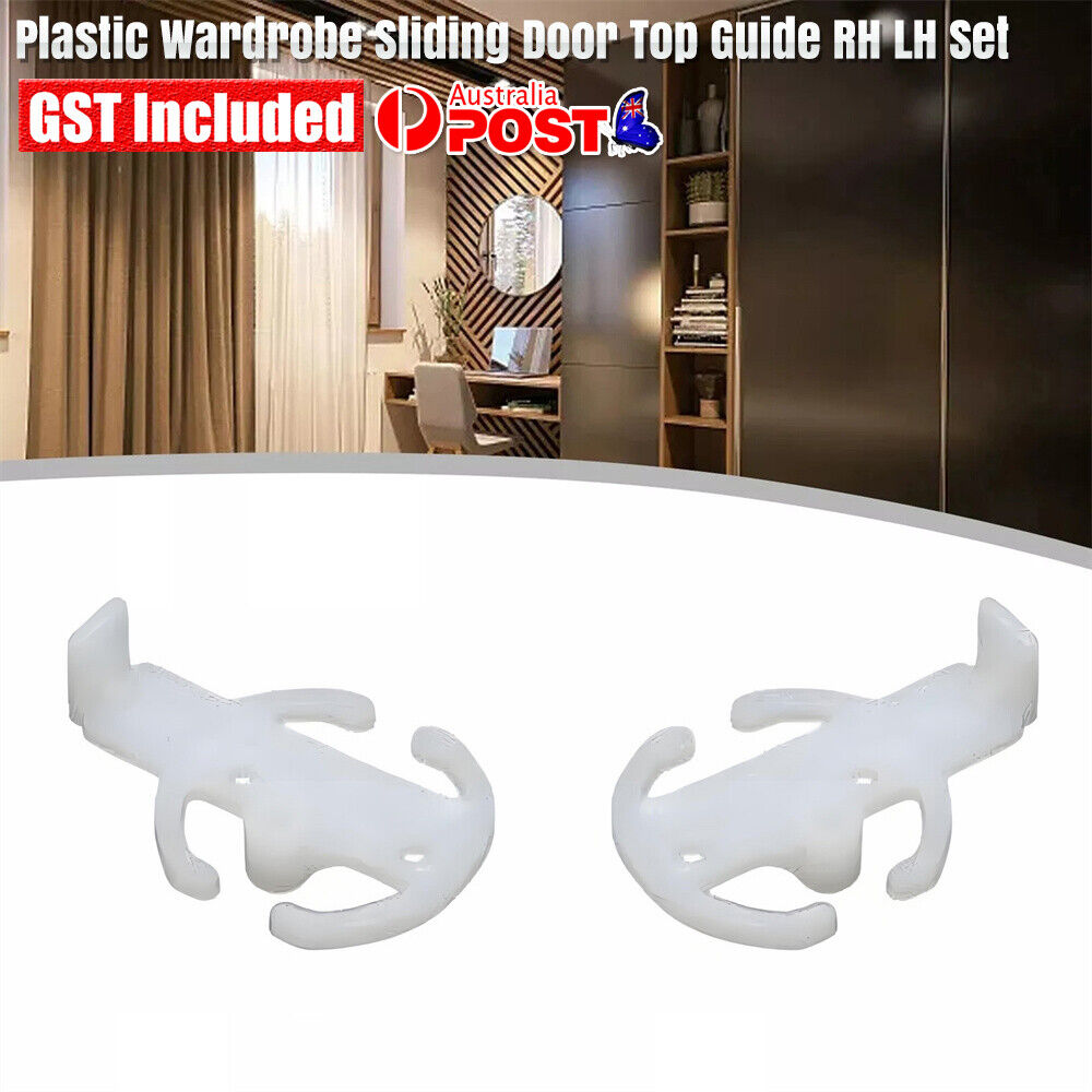 UP 10SET High Quality White Plastic  Wardrobe Sliding Door Top Guide RH LH Set