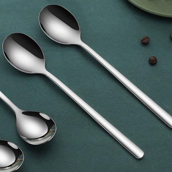 UP 10PC Long Handled Stainless Steel Coffee Spoon Cold Drink Ice Cream Tea Spoon