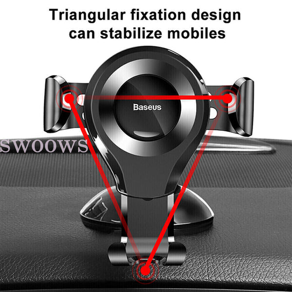 Phone Holder For Baseus 360° Car Mobile Cell Gravity Dashboard Suction Mount Sta