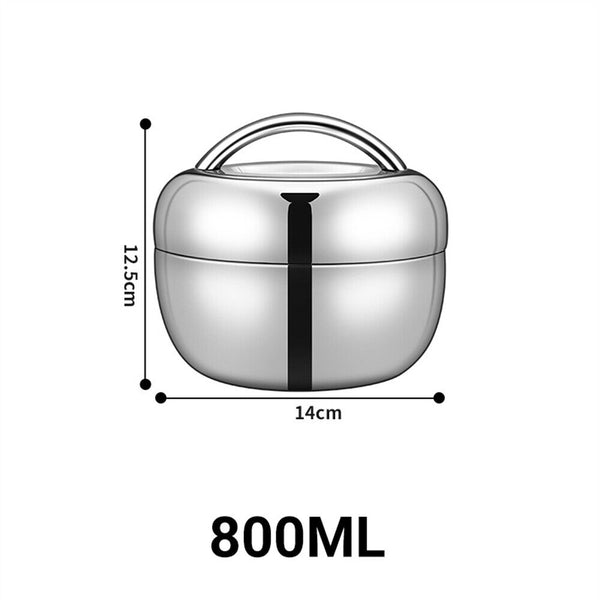 1/2Stainless Steel Thermo Insulated Thermal Lunch Bento Box Round Food Container