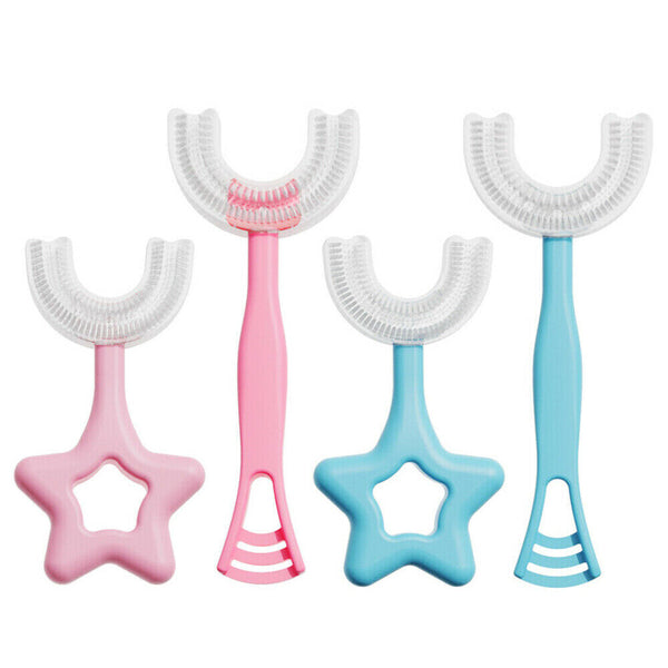 Kids U Shaped Toothbrush Soft Silicone Brush Head 360° Oral Teeth Cleaning Brush
