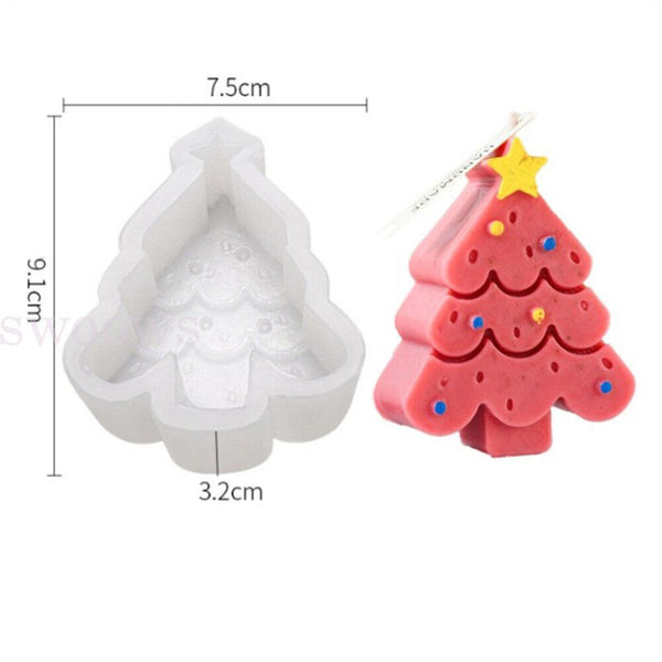 Silicone Mould 3D Art Wax Mold Christmas Candle Mold Snowman Tree Making Mold