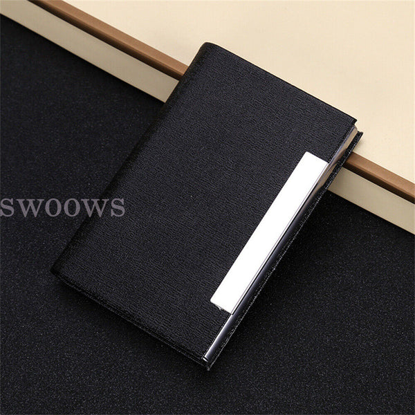 Business Card Holder Case PU Leather Stainless Steel Multi Magnetic Closing Case