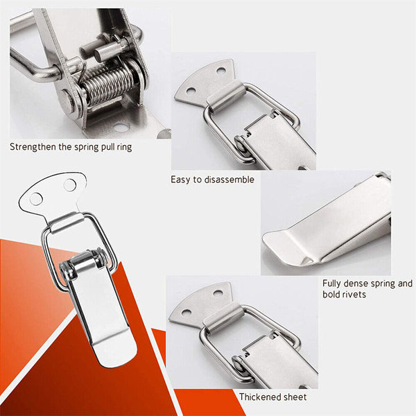 Stainless Steel Toggle Clasp Case Clip Suitcase Tool Box Chest Trunk Latch Lock