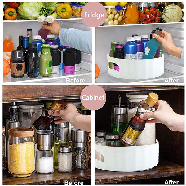 Kitchen Rotating Storage Spice Rack Organiser Round Bathroom Pantry Shelf Holder