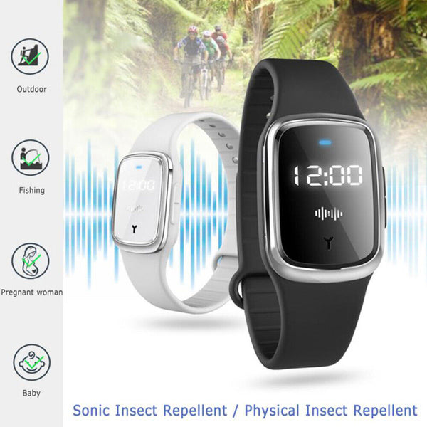 Ultrasonic Anti-Mosquito Repellent Bracelet Bug Insect Repeller Wrist Watch NEW