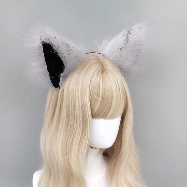 1/2xWomen Girls Fluffy Fur Cat Kitty fox animal Costume Ears Party Hair Clips On