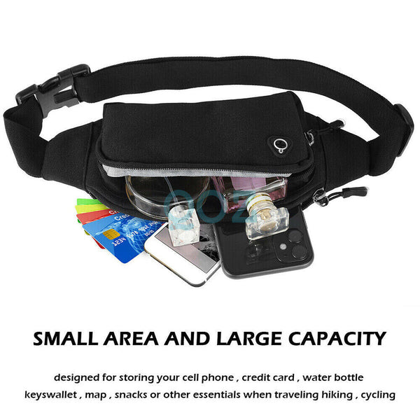 Unisex Handy Waist Belt Climbing Hiking Sport Bum Bag Fanny Pack Zip Pouch Large