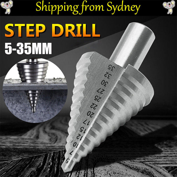 13Step Set HSS Steel Cutter Conical Spiral Groove Titanium Bit Cone Drill 5-35mm