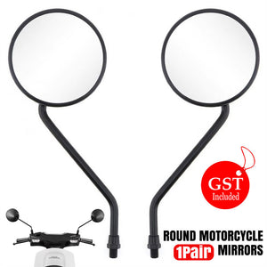 Pair round black motorcycle mirrors M10 10mm Thread Rear Side View Mirror