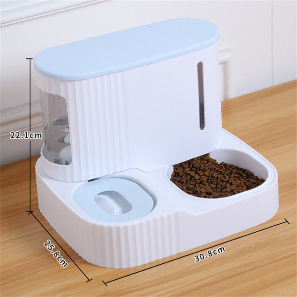 2 in1 Automatic Pet Dog Cat Food Water Dispenser Feeder Self Feeding Bowl Bottle