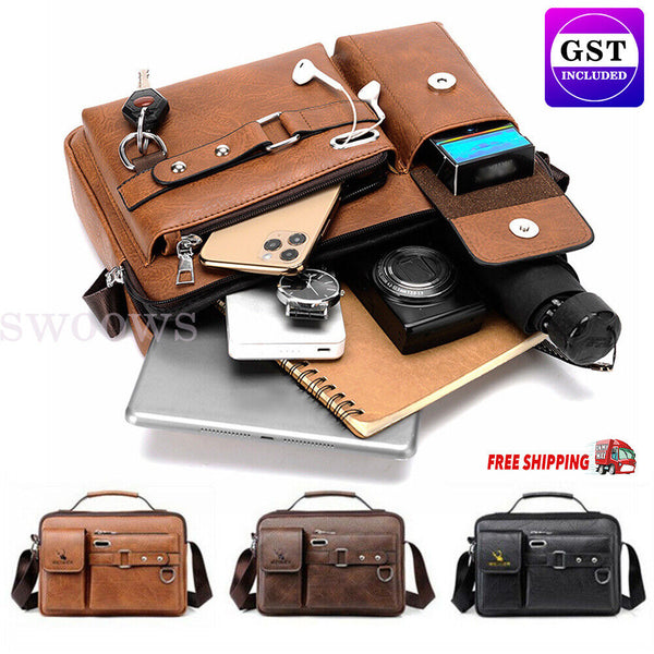 Men's Vintage Messenger Leather Satchel Shoulder Crossbody Briefcase Laptop Bag