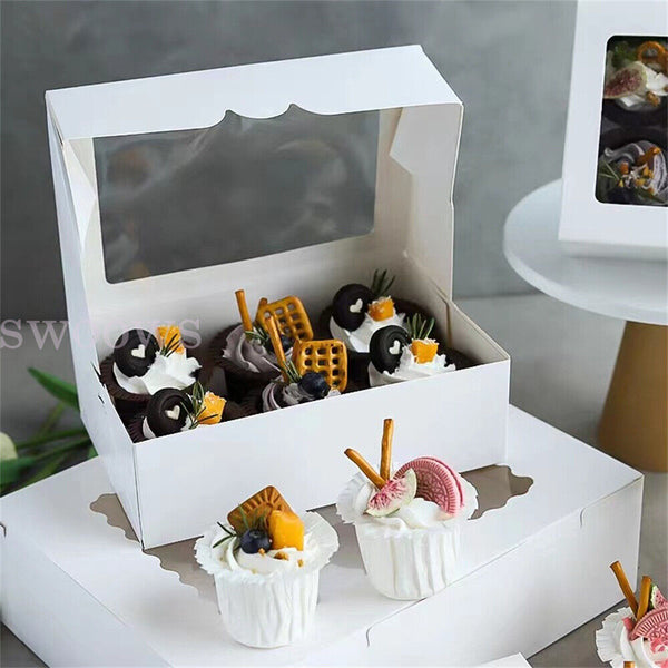 Cupcake Box Cases 4/6 holes Clear Window Cupcake Display Boxes Muffin Cup