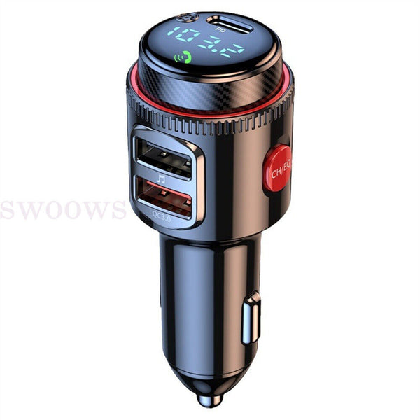 Bluetooth 5.0 Wireless Radio Car FM Transmitter PD Dual USB Charger MP3 Player