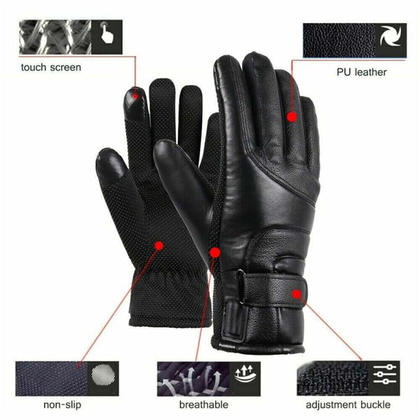 USB Electric Heated Gloves Motorcycle Riding Ski Rechargeable Waterproof Thermal