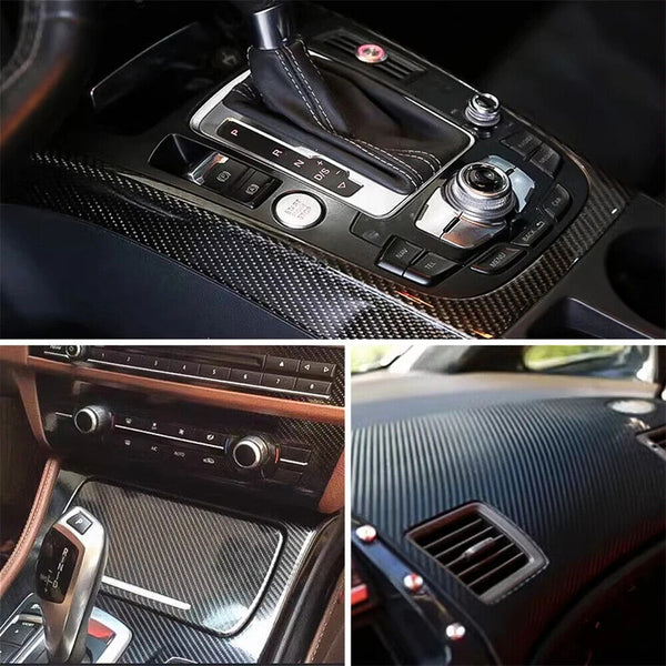 NEW BEST 7D Gloss Black Carbon Fibre Fiber Vinyl Car Wrap Air Release Film Mat