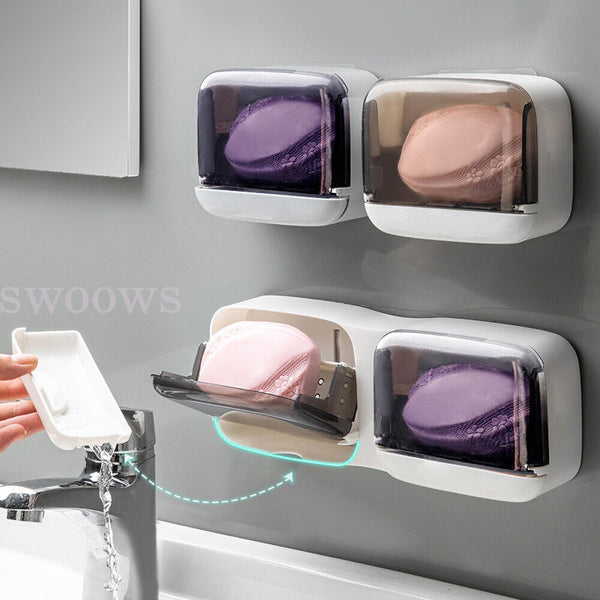 Wall-mounted Soap Dish Case Holders Storage Box Bathroom Shower Container Racks