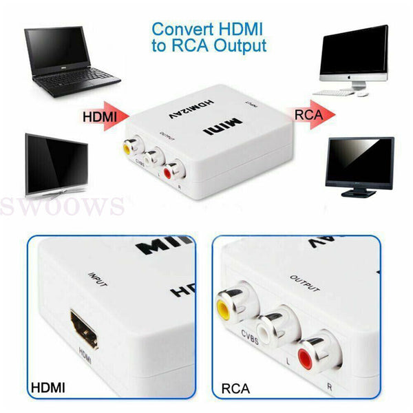 HDMI To RCA AV Adapter Converter Cable CVBS 3RCA 1080P Composite Video Audio