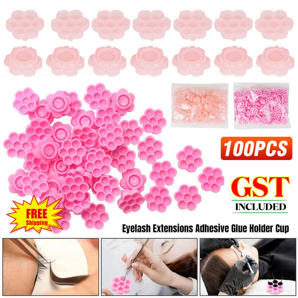 AU 100pcs Eyelash Extensions Adhesive Glue Holder Cup Lash Stand Supplies Makeup