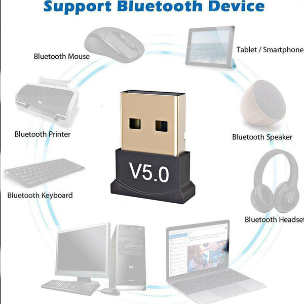 Mini Wireless USB Bluetooth V5.0 Dongle Adapter Receiver PC Win 7 8 10 XP VISTA