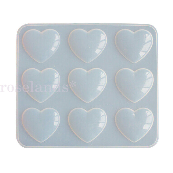 9 Grid DIY Heart Silicone Mold Making Jewelry Pendant Resin Casting Mould Craft