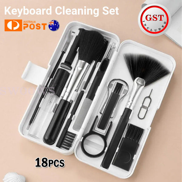 18PCS Keyboard Cleaner Kit Keycap Puller Earphone Brush Phone Cleaning Tools