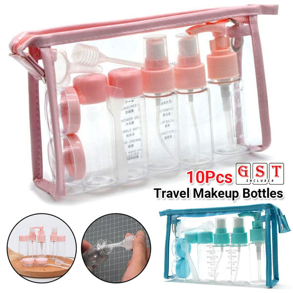 10Pcs Travel Makeup Bottles Pump Spray Bottle Plastic Face Cream Pot Container