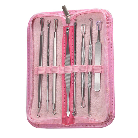 Blackhead Remover Extractor Tool Pimple Blemish Popper Comedone Kit Clip 8pcs